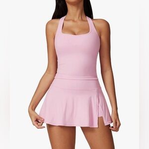 Pink Athletic Tank and Skirt Set